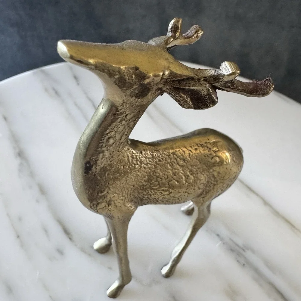 Vintage Solid Brass Deer Figurine